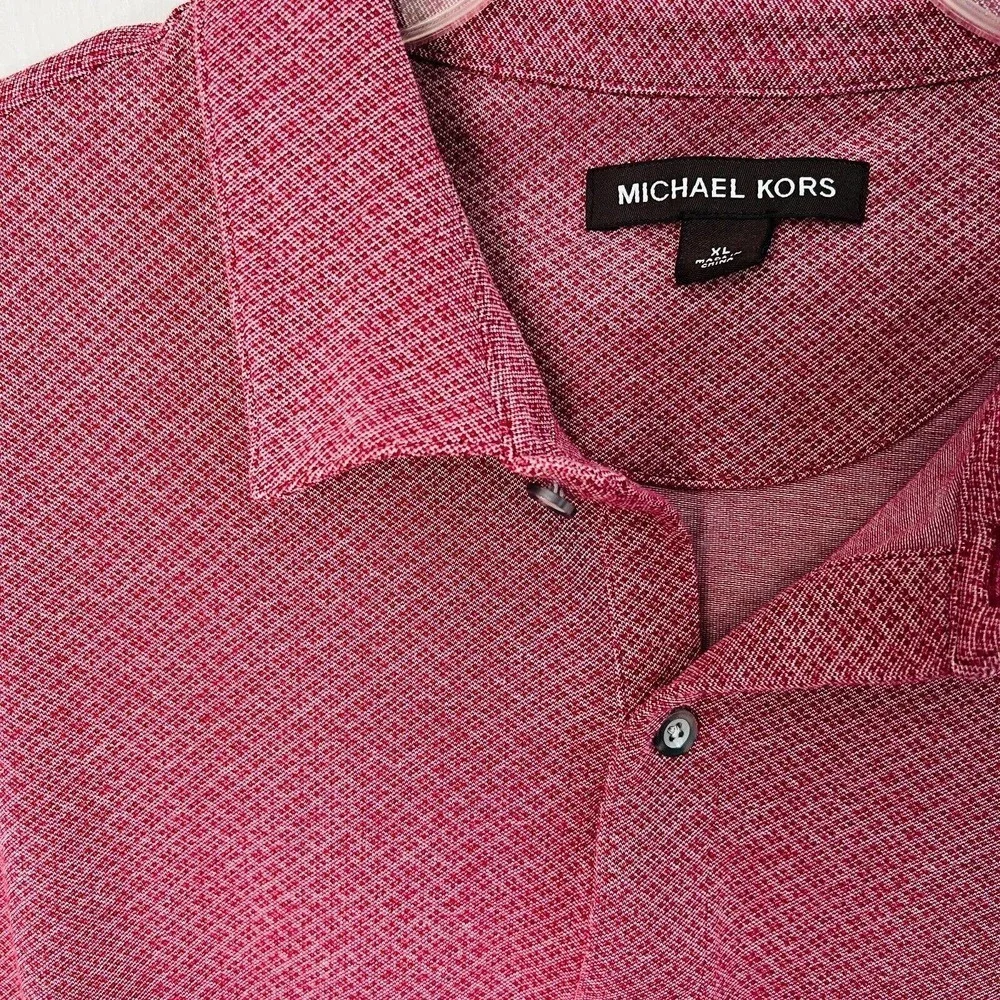 MICHAEL Kors Men's Logo Stretch Cotton Shirt Red Size XL - Picture 4 of 8